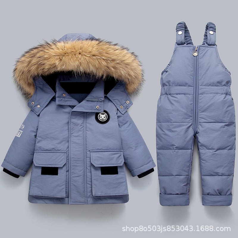 Baby Down Jacket Boys 2022 New Suit Children&#039;s Infants 1-5 Years Old Children&#039;s Western Style Two-piece Winter Suit Thick