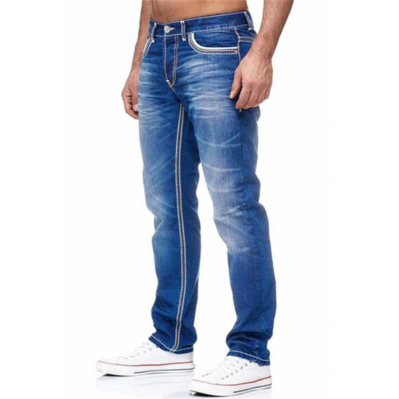 High-quality Blue Slim-fit Simple Small Straight Jeans Men&#039;s