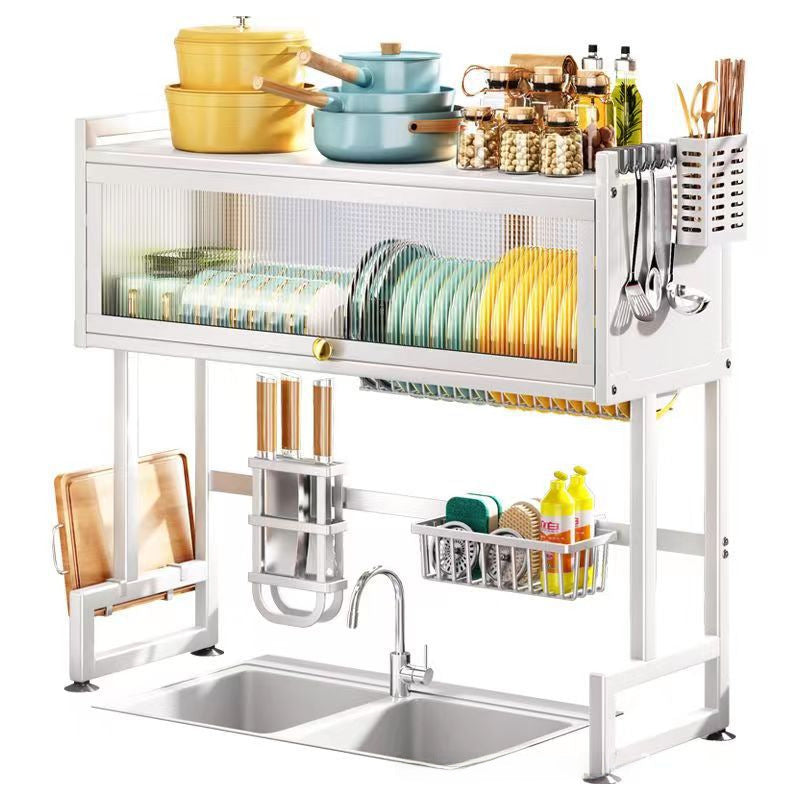 Kitchen Sink Storage Rack Household Countertop Cupboard Punch-Free Dustproof Storage Cabinet Drain Rack Bowl Chopsticks Storage Bowl Rack