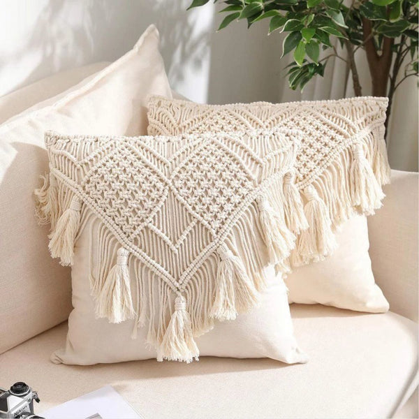 Fundas de almohada decorativas, funda de cojín de macramé 