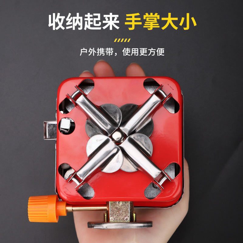 Outdoor Mini Lotus Small Square Stove Portable Folding Camping Gas Gas Small Square Stove Cassette Burner Head