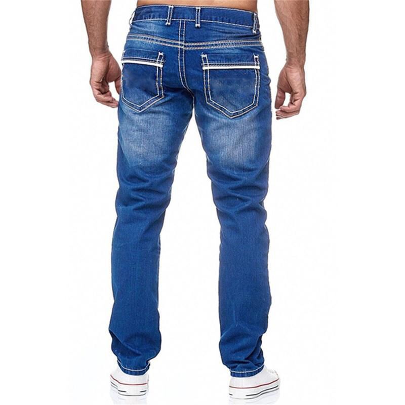 High-quality Blue Slim-fit Simple Small Straight Jeans Men&#039;s