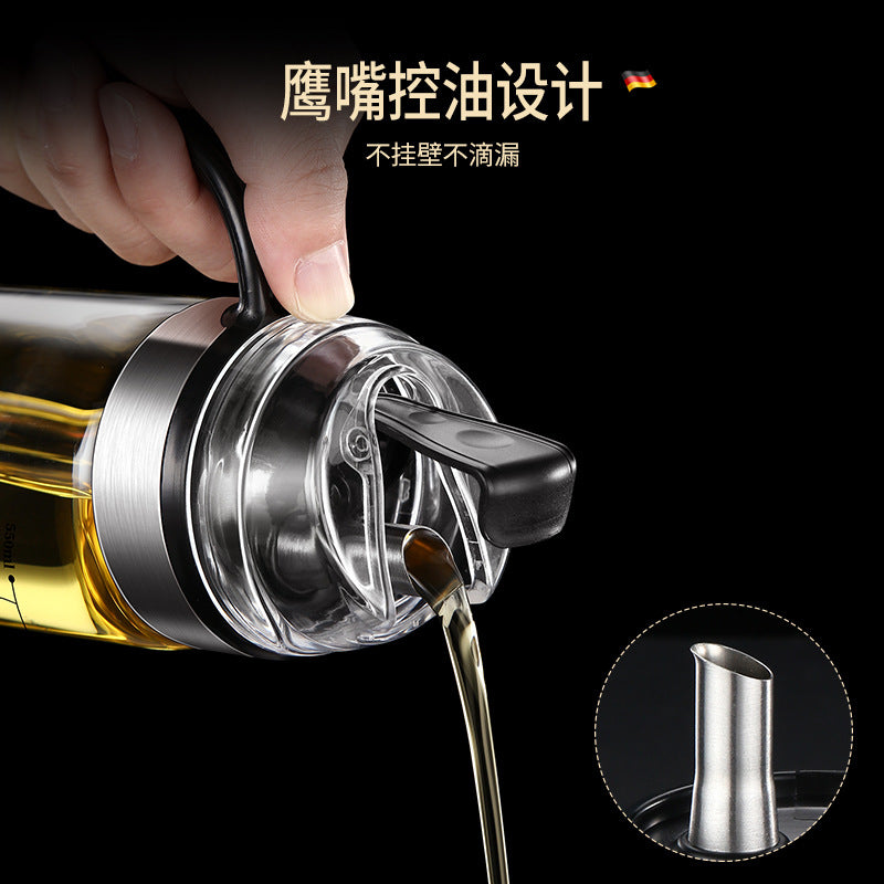 Automatic Opening And Closing Glass Oil Pot Oil Bottle Kitchen Gravity Soy Sauce Bottle Oil Vinegar Bottle Leak-proof Measurable Oil Pot Vinegar Pot