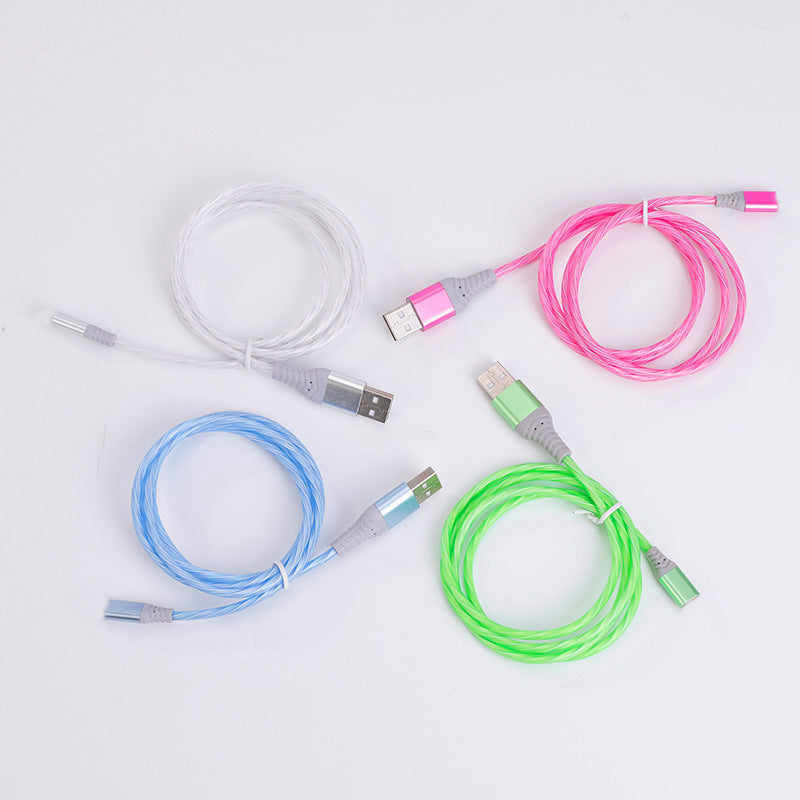 Fast Charging Streamer Mobile Phone Data Cable Luminous Charging Cable Single Head 1m2m Suitable For Android Type C Apple