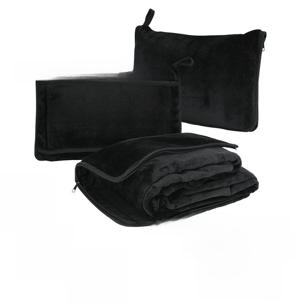 Manta de almohada para automóvil multifunción dos en uno, manta de franela con cremallera, manta de viaje plegable 