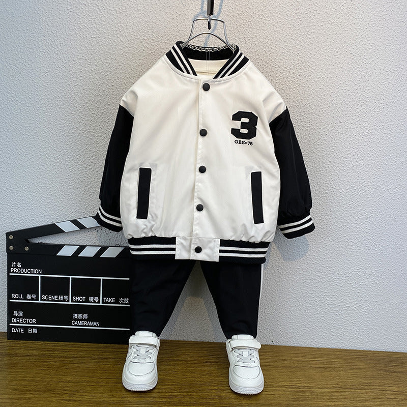 Boys Baseball Uniform Autumn Suit 2022 New Sports Children&#039;s Two-piece Western Style Fashionable Casual Baby Children&#039;s Clothing