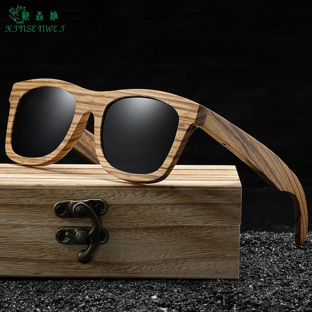 New Bamboo Wood Glasses Trendy Zebra Polarized Sunglasses UV Protection