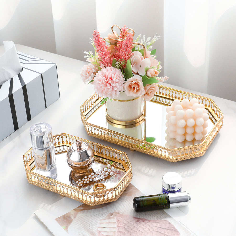 Spiegelglastablett im nordischen Stil, golden 