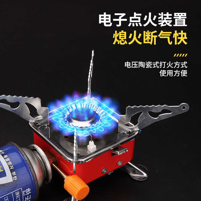 Outdoor Mini Lotus Small Square Stove Portable Folding Camping Gas Gas Small Square Stove Cassette Burner Head