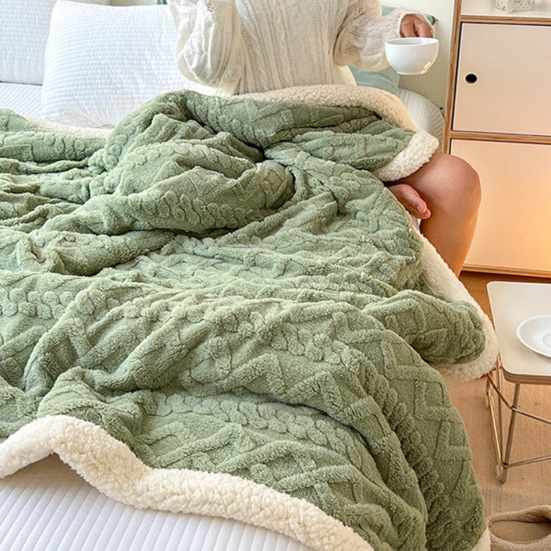 Thickened Coral Velvet Flannel Sherpa Blanket Nap Sofa Throw Blanket Office Shawl Air Conditioning Small Blanket