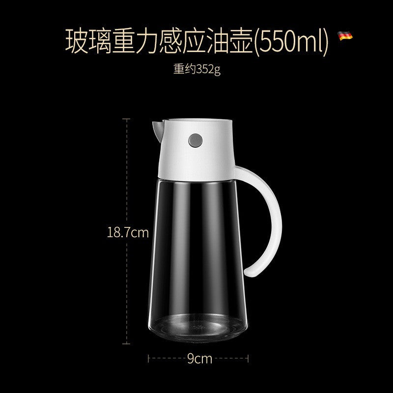 Automatic Opening And Closing Glass Oil Pot Oil Bottle Kitchen Gravity Soy Sauce Bottle Oil Vinegar Bottle Leak-proof Measurable Oil Pot Vinegar Pot