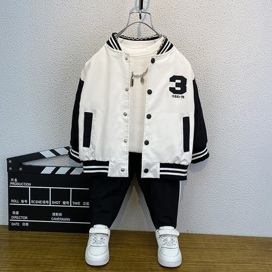 Boys Baseball Uniform Autumn Suit 2022 New Sports Children&#039;s Two-piece Western Style Fashionable Casual Baby Children&#039;s Clothing