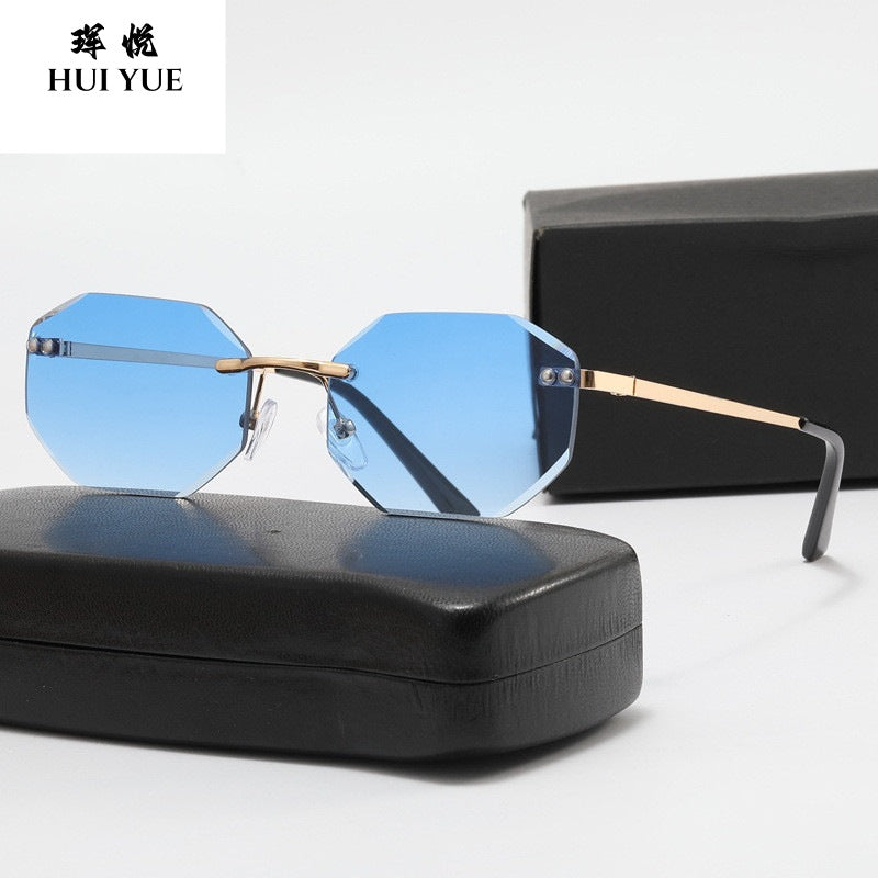 Trendy Frameless Personalized Sunglasses H2274 Ocean Piece Cut-edge Polygonal Glasses