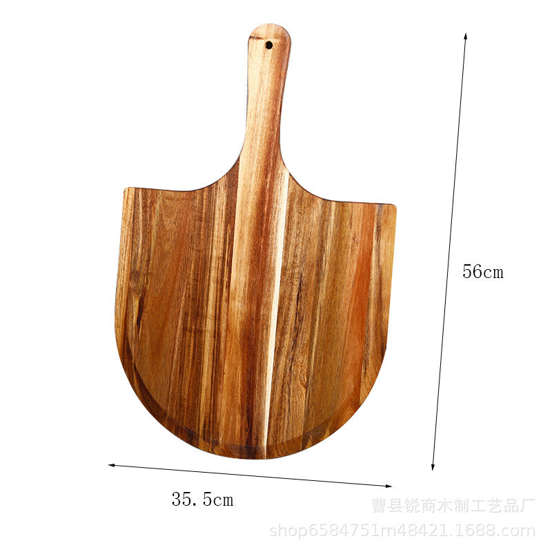 Bamboo Wood Pizza Tray Wooden Fan Steak Pastry Fruit Snack Baking Tableware Tray Handle Can Hang