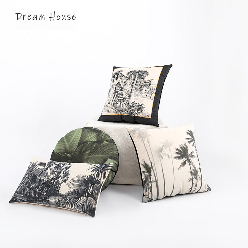 American Country Retro Plush Print Pillow Cover Living Room Sofa Pillow Cushion Light Luxury Model Room Pillow Wholesale