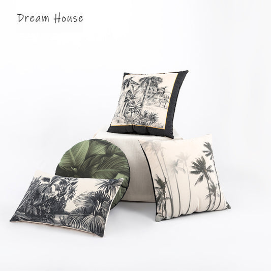 American Country Retro Plush Print Pillow Cover Living Room Sofa Pillow Cushion Light Luxury Model Room Pillow Wholesale