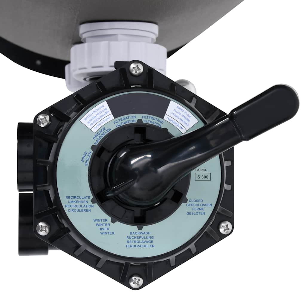 Pool Sand Filter with Side-Mounted 6-Way Valve, Grey