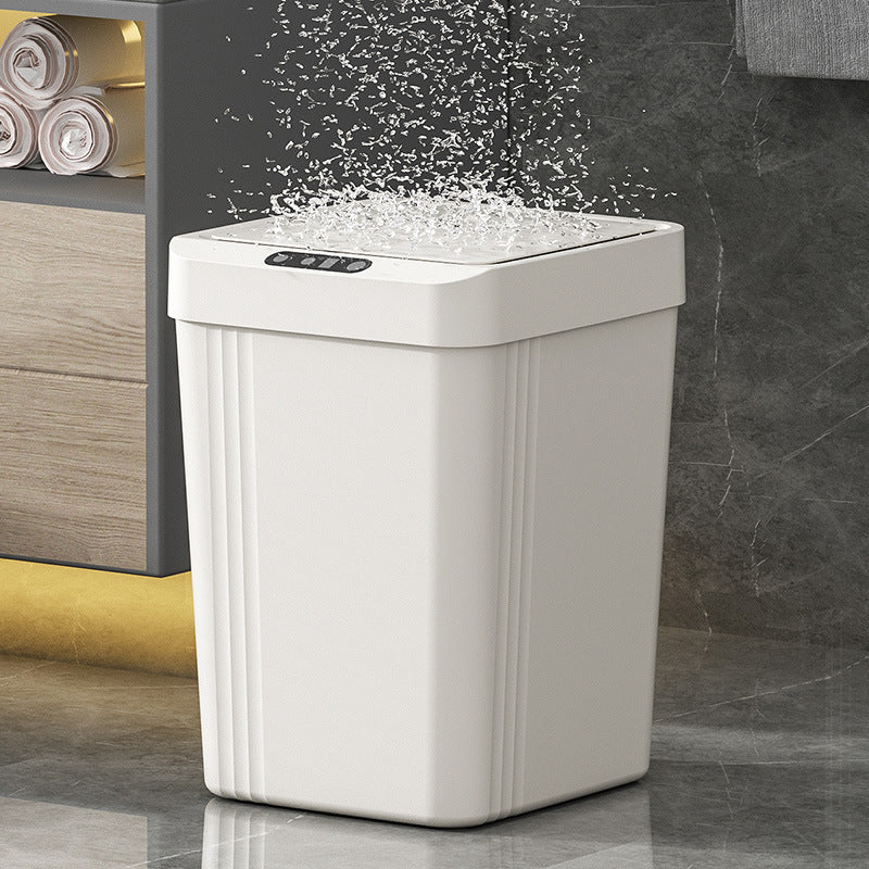 Automatic bathroom trash can with lid