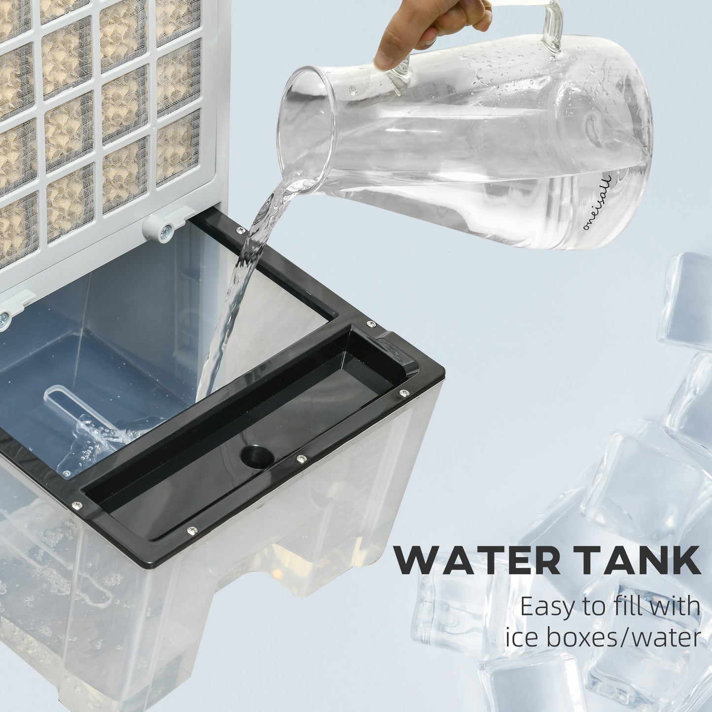 3-In-1 Ice Cooling Fan, Mobile Evaporative Air Cooler with Remote, Timer, Oscillating for Home Office, Bedroom, Gray