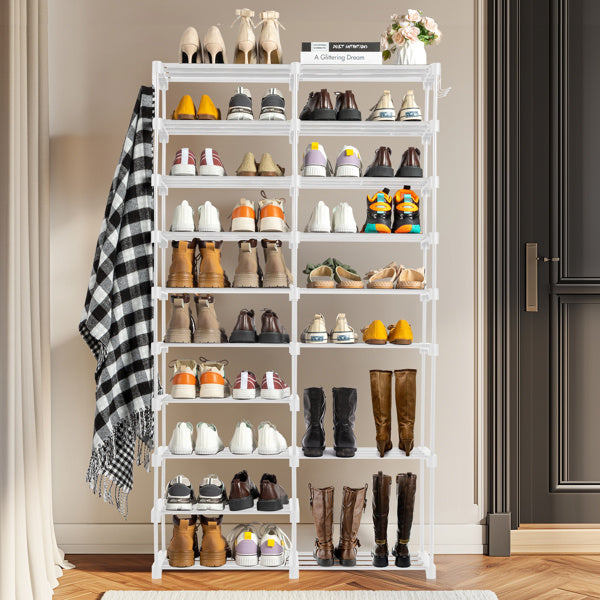 Double Row 10 Layer Non-woven Shoe Rack