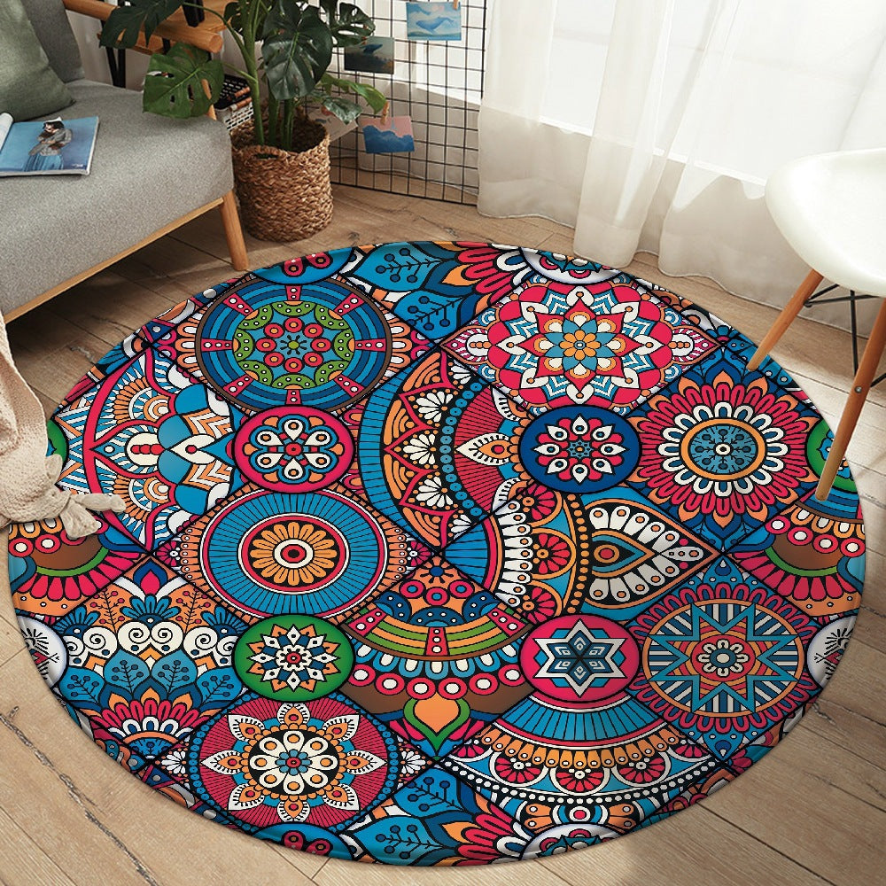 Flannel Carpet Mandala Printed Round