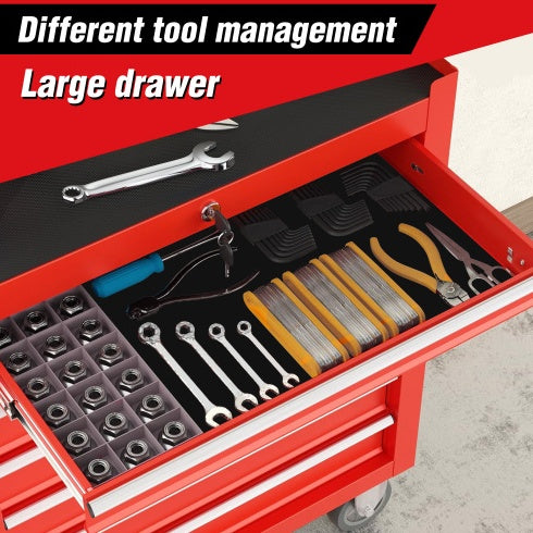 Rolling Tool Chest With 7-Drawer Tool Box With Wheels Multifunctional Tool Cart Mechanic Tool Storage Cabinet For Garage, Warehouse, Workshop, Repair Shop