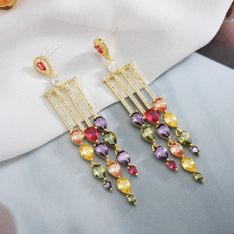 Colorful Micro-set Zircon Earrings
