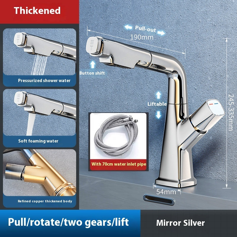 Washbasin Pull-out Faucet Lifting Bathroom Table Hot And Cold