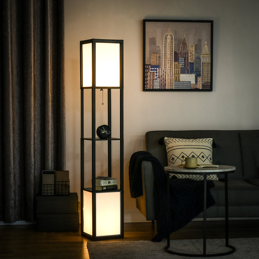 Modern Shelf Floor Lamp with Dual Ambient Light