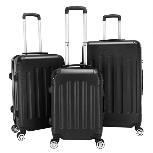 3-in-1 ABS Trolley Case 20 Inches-24 Inches-28 Inches Black