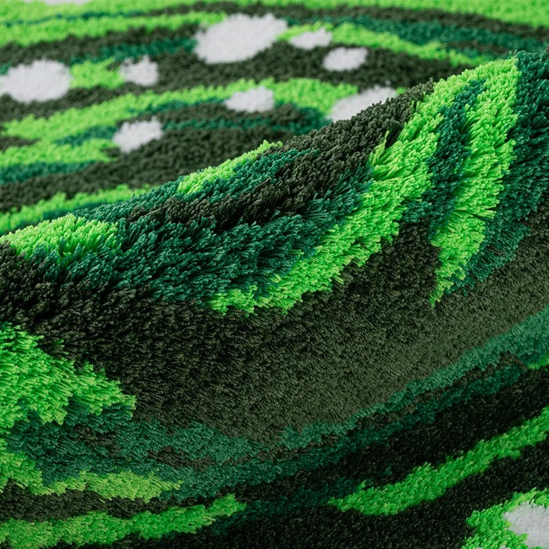 Round Green Moss Carpet Bedside