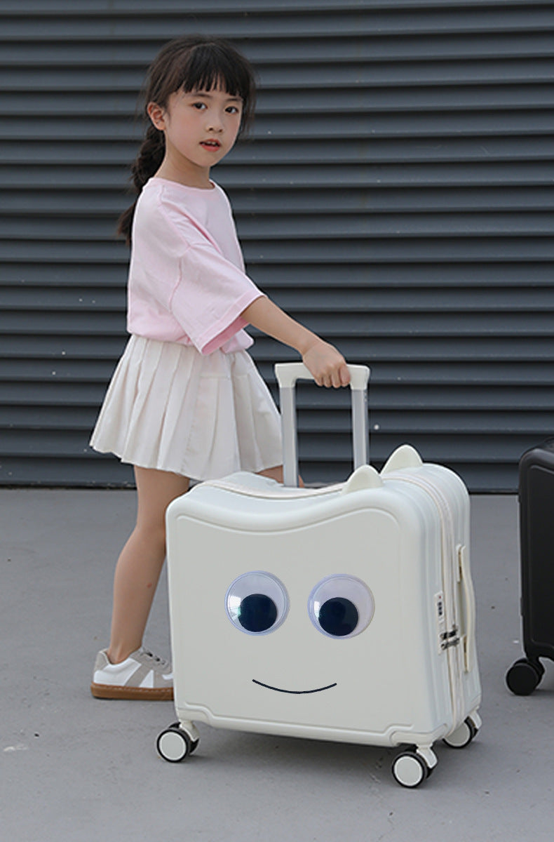 Children's Luggage Riding Trolley Case Mute Universal Wheel Boarding Bag