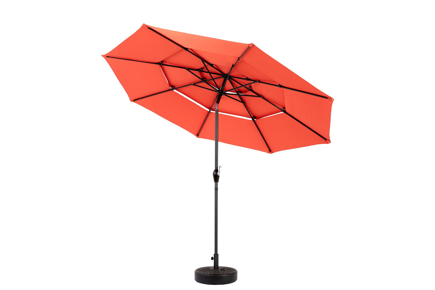 Aluminium 10ft 3 Tier Auto-tilt Umbrella ,Outdoor Patio Umbrella - Market Table Pool Deck Umbrella  Base Not Included    -  Orange