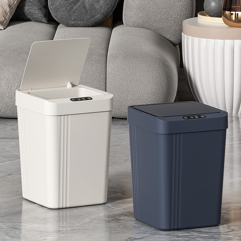 Automatic bathroom trash can with lid