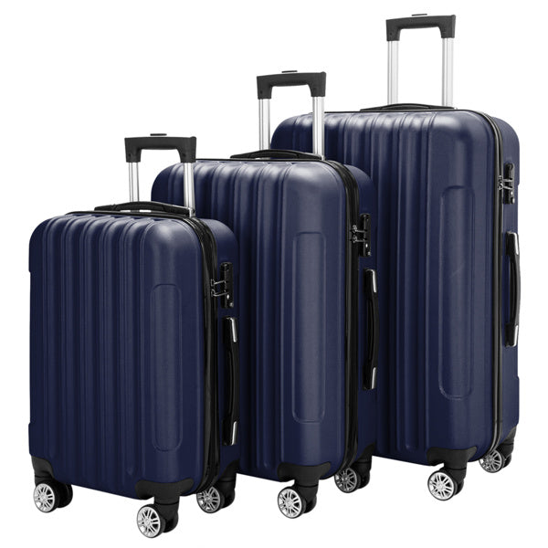 Vertical 3-in-1 Spinner Wheel With Handle Trolley Case 20in 24in 28in ABS Aluminum Alloy Trolley Classic Color - Navy Blue