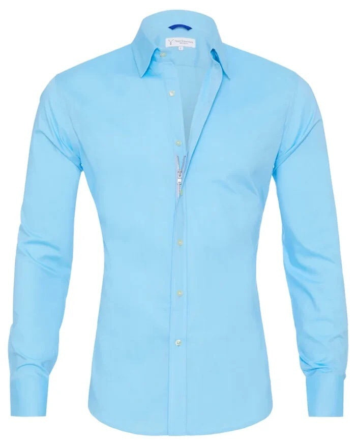 Long sleeve shirt with zip fastening