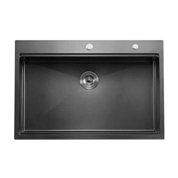 33' Kitchen Sink Top Mount Single Bowl Drop-In Basin Stainless Steel Black