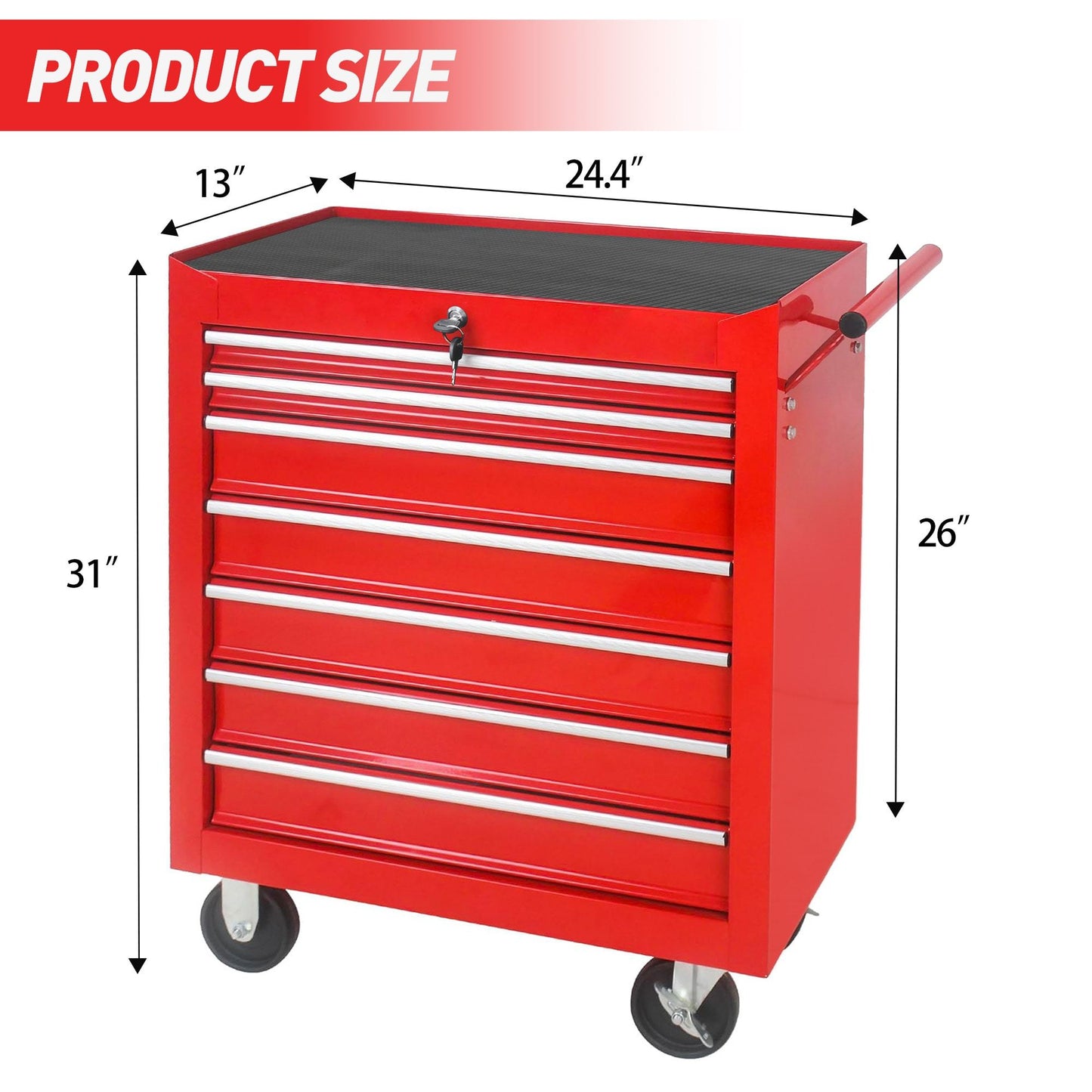 Rolling Tool Chest With 7 Drawer Tool Box With Wheels Multifunctional Tool Cart Mechanic Tool Storage Cabinet For Garage, Warehouse, Workshop, Repair Shop