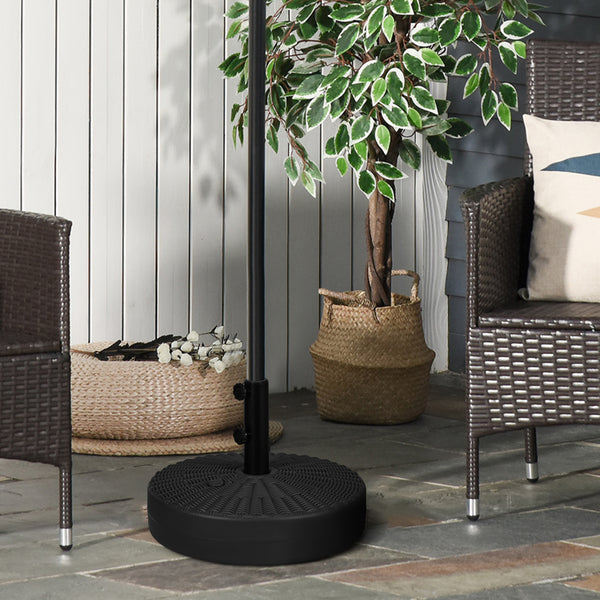 Umbrella Stand for 1.5" or 2" Umbrella Poles, Round Fillable Umbrella Base for Outdoor, Lawn, Deck, Black