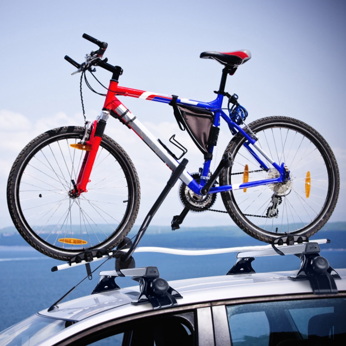 47.24in Universal Top Roof Rack Cross Bar Cargo Carrier Aluminum Crossbar Rack With 165LBS Capacity Fit For Most Vehicle Wagon Car Without Roof Side Rail