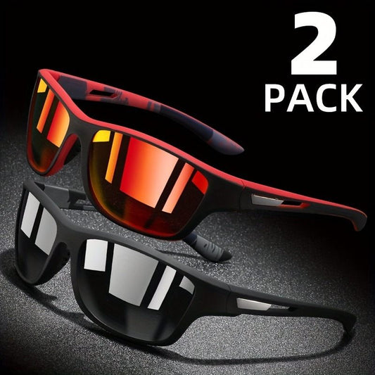 2-Pair Set Of Stylish Wrap-Around Polarized Glasses – Glare-Reducing – Ideal For Sports, Fishing, Cycling &amp; Outdoor Adventures – Unisex, Comfort Fit For Travel &amp; Daily Wear