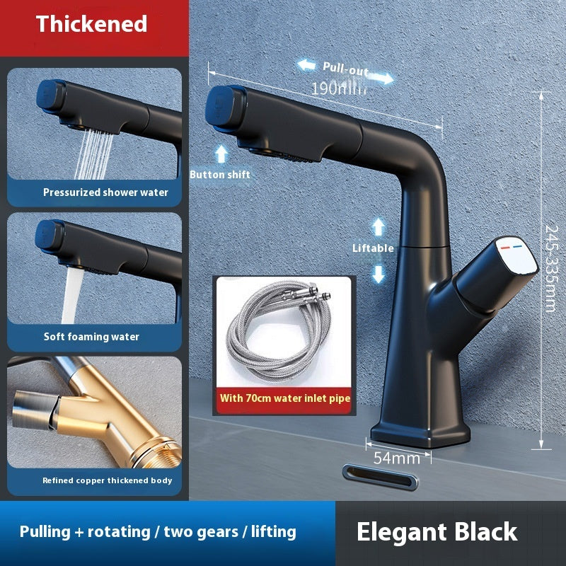 Washbasin Pull-out Faucet Lifting Bathroom Table Hot And Cold