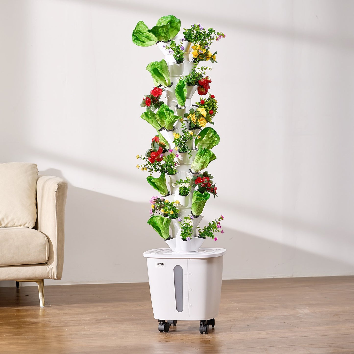 Hydroponic Growing System With Wheel 50 Pods Indoor Hydroponic Tower Garden