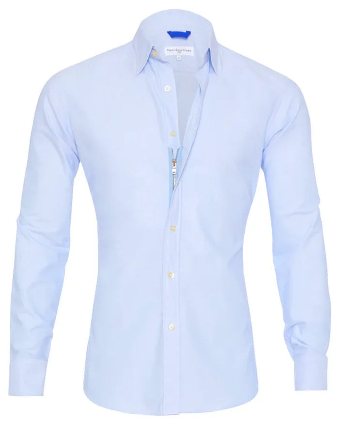 Long sleeve shirt with zip fastening