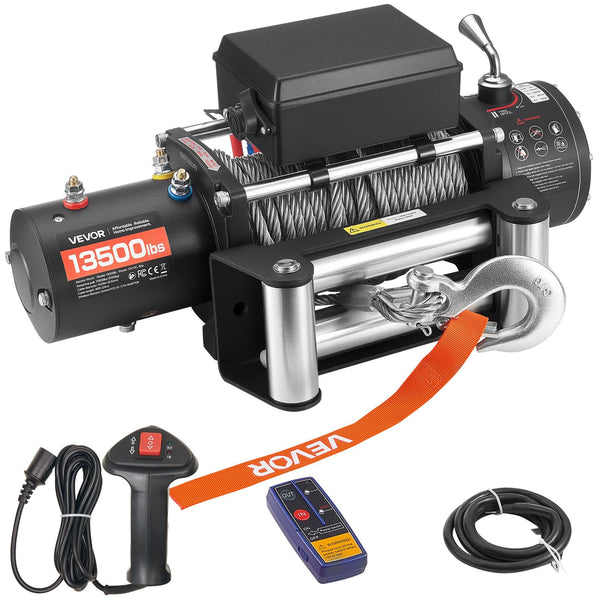 Elektrische Seilwinde 6100 Kg 12 V DC Elektrowinde Mit 24 M Seil Kabellose & Kabelgebundene Fernbedienung