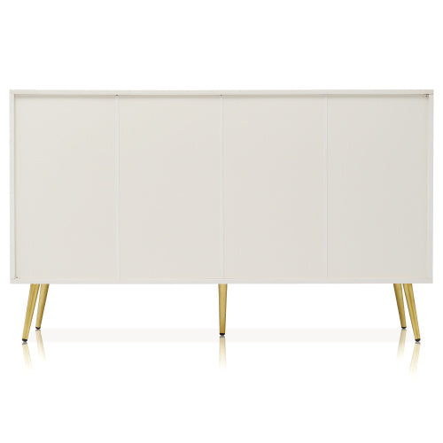 Sideboard Cabinet For Living Room, Chest Of Drawers With 2 Doors And 3 Drawers, Adjustable Shelf, Cream White, 40D X 140W X 84H CM