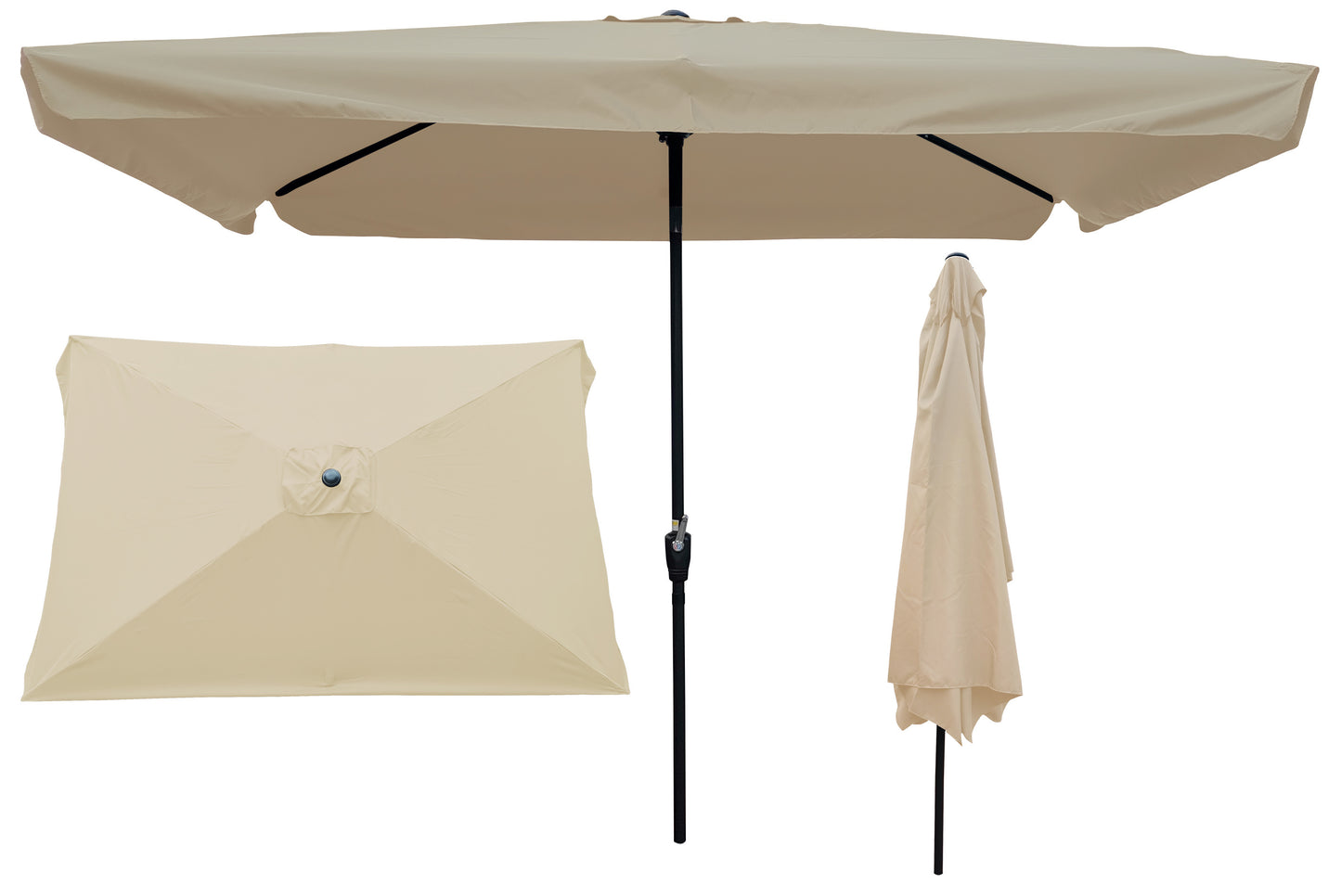 10 x 6.5ft Rectangular Patio Umbrella Outdoor Market Umbrellas with Crank and Push Button Tilt for Garden Swimming Pool