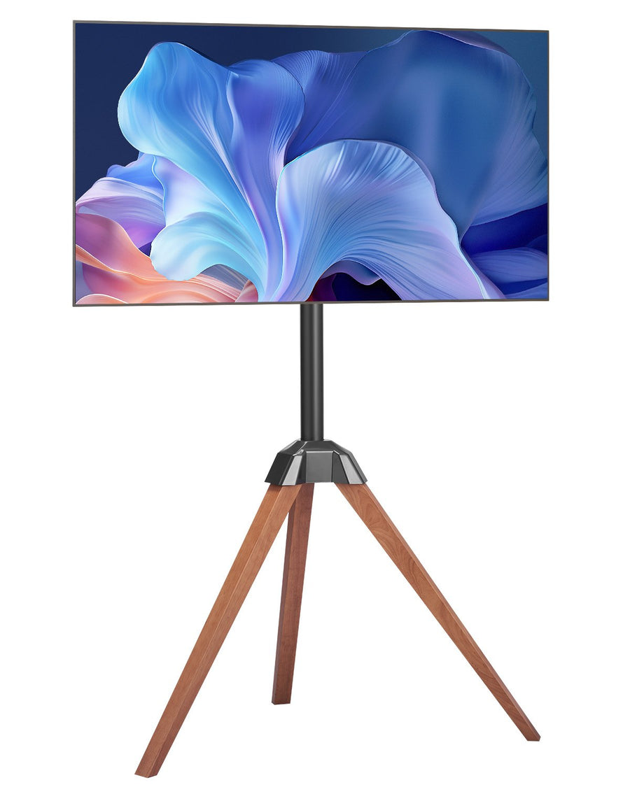 TV-Ständer Mit Stativ-Staffelei Für 1016-1651 Mm Flach & Curved-TVs Bis Zu 45 Kg, 18° Links-Rechts-Drehung, Tragbarer Fernsehständer Mit Beinen Aus Holz Für Schlafzimmer Wohnzimmer Studio