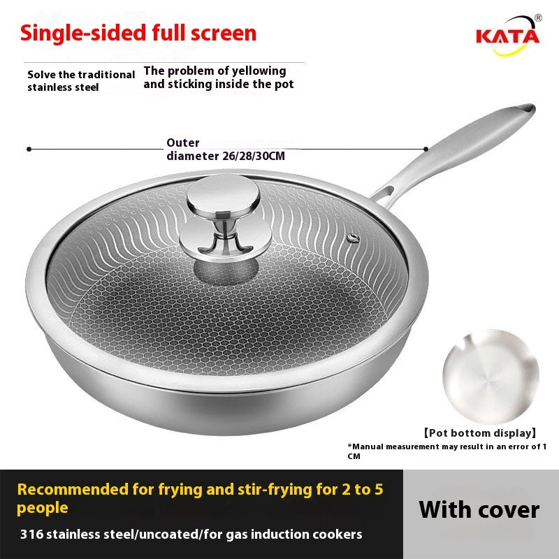 Stainless Steel Frying Pan Household Uncoated Induction Cooker Applicable To Gas Stove