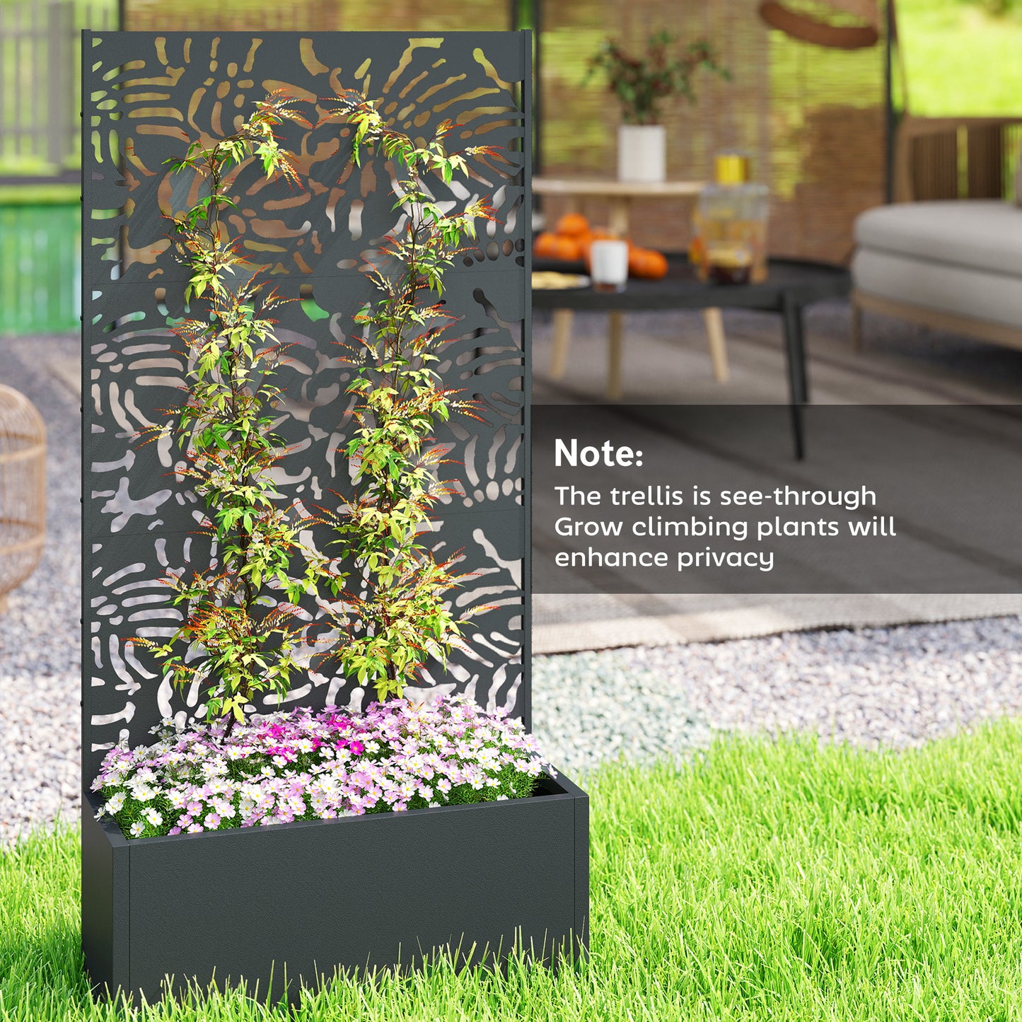 Metal Planter Box With Trellis